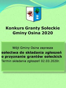 Konkurs Granty Sołeckie Gminy Osina 2020r.